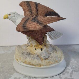 Vintage Gorham Bald Eagle Figurine Wind Up Music Box Plays Star-Spangled Banner